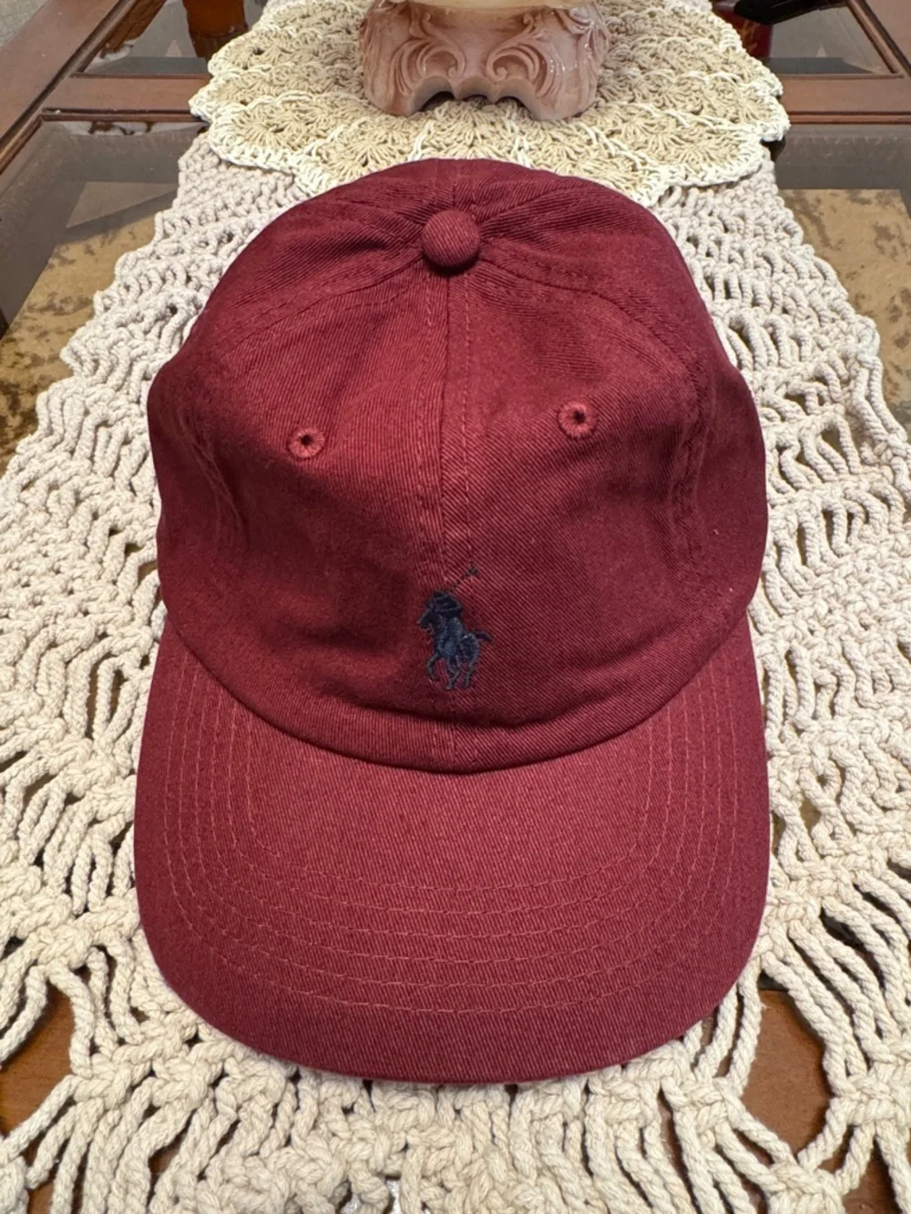 Polo by Ralph Lauren Burgundy Embroidered Pony Baseball Cap NWOT